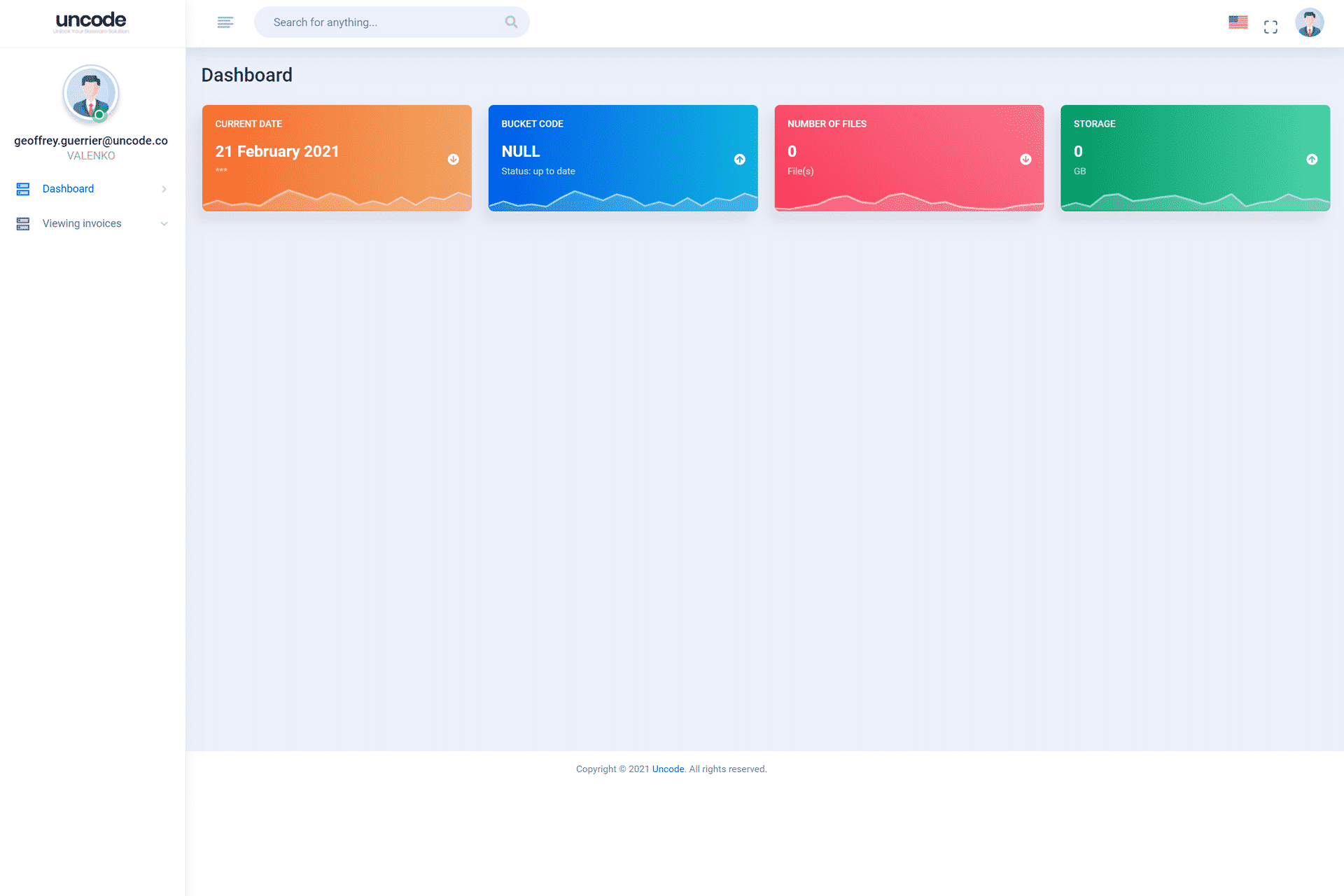 Uncode Invoice Archive - Dashboard BasWare Application